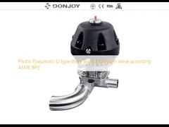Válvula de diafragma neumática de plástico tipo U de tres vías de acuerdo con ASME BPE