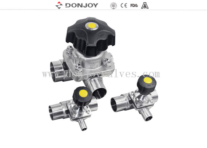 SS316L 1 INCH Tipo T válvula de diafragma manual de tres vías para el control de fluidos de phamacy