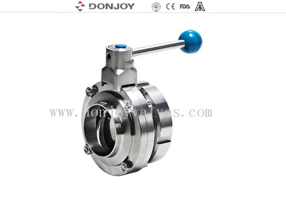 DONJOY calidad de acero inoxidable sanitario 304 / 316L DN 50 Válvulas de mariposa de soldadura única y conexión de rosca masculina DIN